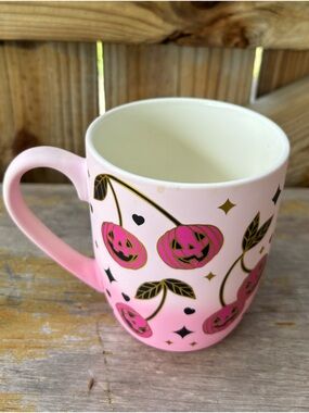 Cobwebs & Cauldrons Pink Ombre & Gold Cherry Jack-o-Lanterns Large 16oz Mug